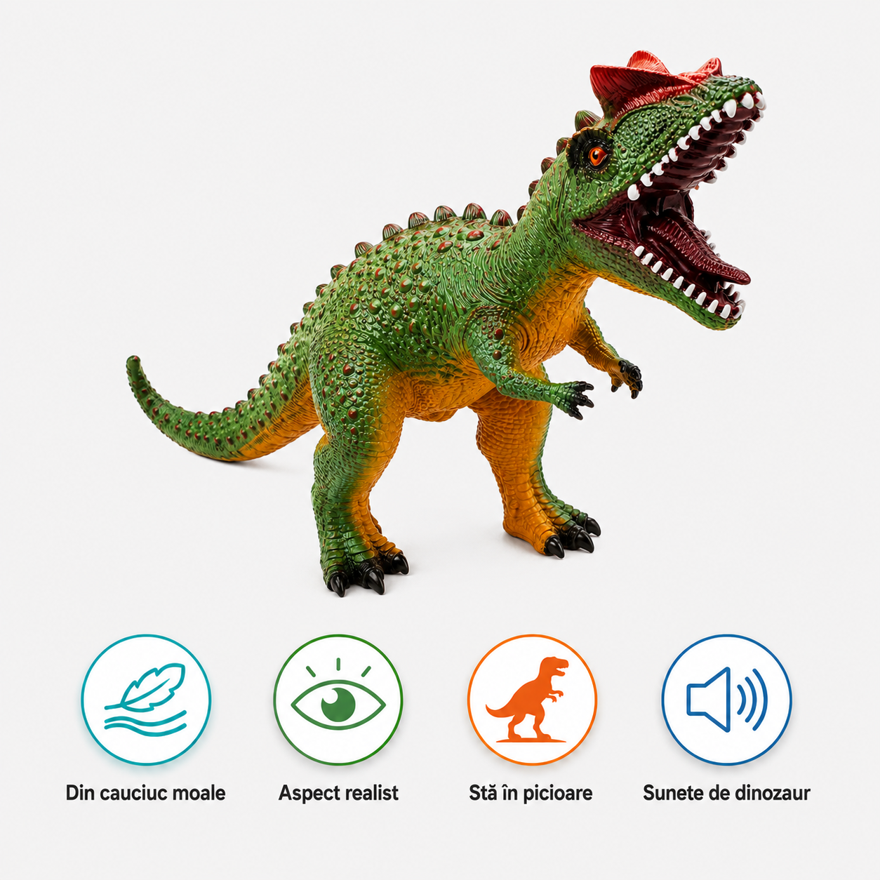 Dinozaur Sinotyrannus Gigant LUDIRO din Cauciuc Moale, cu Sunete, Aspect Realist, 73 cm - LUDIRO