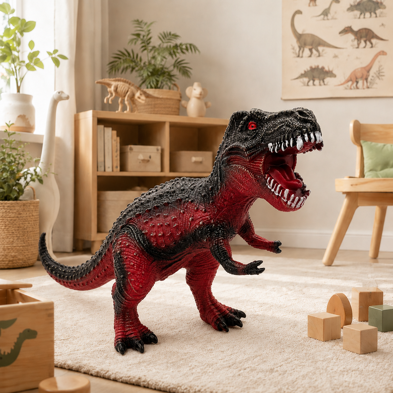 Dinozaur Tyrannosaurus Rex Gigantic LUDIRO din Cauciuc Moale, cu Sunete, Aspect Realist, 73 cm - LUDIRO