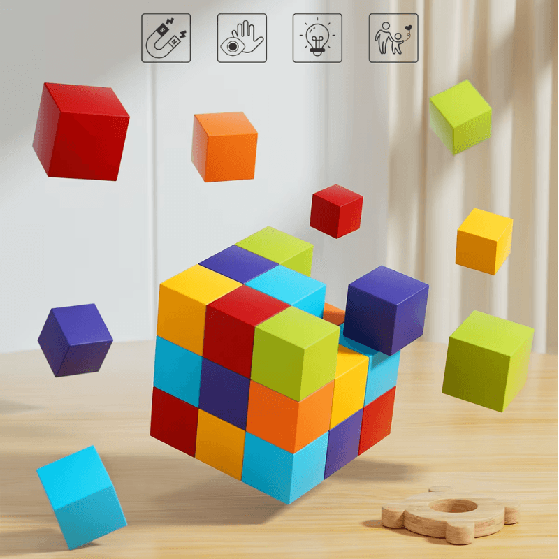 Set Cuburi Magnetice Educative 3D Ludiro, 48 Piese pentru Creativitate, Logica si Dezvoltare STEM - LUDIRO