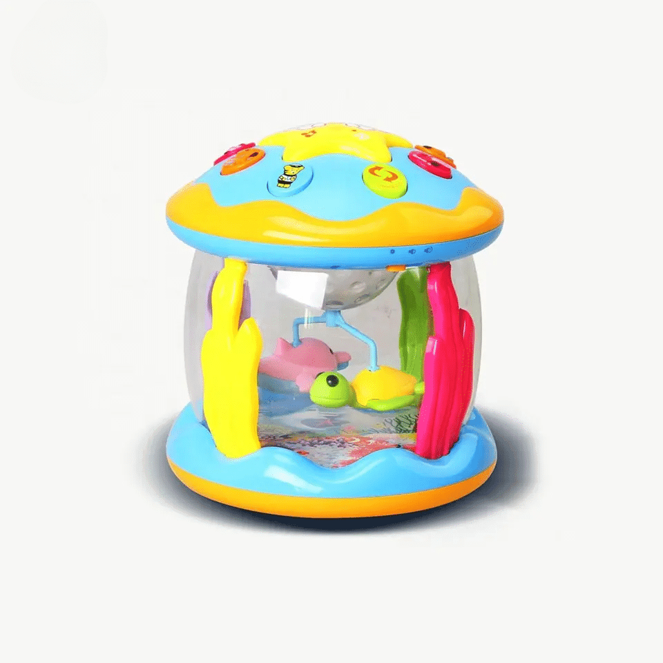 Proiector Rotativ, Animale Marine, 8 Moduri de Iluminat, 6 Butoane cu Functii Sonore, 19x16.5x16.5 Cm, + 6 Luni - LUDIRO