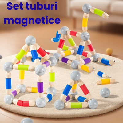 Set Construcție 3D Magnetic și Flexibil Ludiro, 138 Piese Telescopice, Jucărie STEM Educativă 3+ Ani - LUDIRO