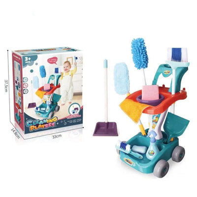 Set de Curatenie pentru Copii, Carucior cu 22 Accesorii, Ideal pentru Imitarea Parintilor si Invatarea Responsabilitatii, Set Complet cu Perii, Matura, Mop si Pulverizator, + 3 Ani - LUDIRO