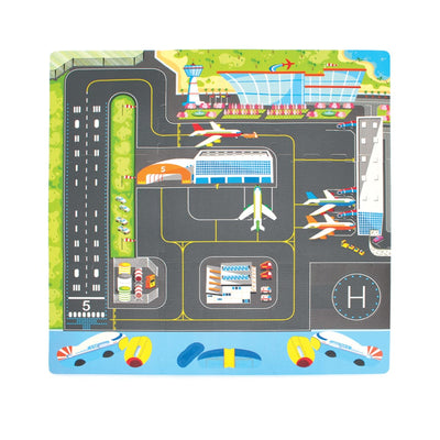Covor Puzzle din Spuma EVA pentru Copii Ludiro, Set 9 Piese Educationale cu Aeroport, Avion 3D de Asamblat - LUDIRO