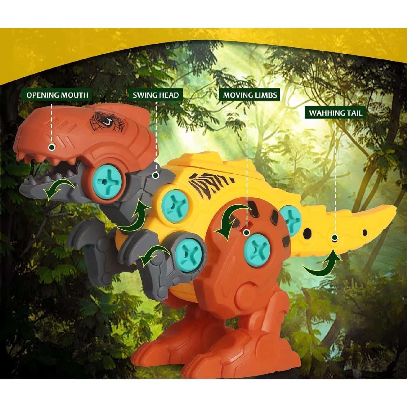 Jucarie Interactiva STEM DIY, Dinozaur de Construit, Tyrannosaurus Rex, Surubelnita Inclusa, Culori Aleatorii, 17x12x5.5 Cm, + 3 Ani - LUDIRO