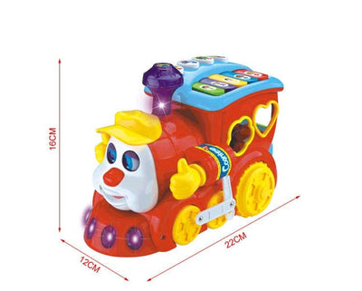 Trenulet de Jucarie Educativ cu Sunete si Lumini, Senzor de Impact, Functie Potrivire Forme, Rosu, 22x16x12 Cm, +18 Luni - LUDIRO