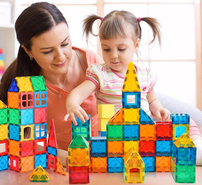 Resigilat - Set de Constructie Inteligent, Blocuri Magnetice STEM si Roti, Educativ si Creativ, 108 Piese, + 3 Ani - LUDIRO