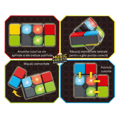 Joc Interactiv de Memorie cu Lumina si Rasucire Ludiro, Cub Electronic Portabil +6 Ani - LUDIRO