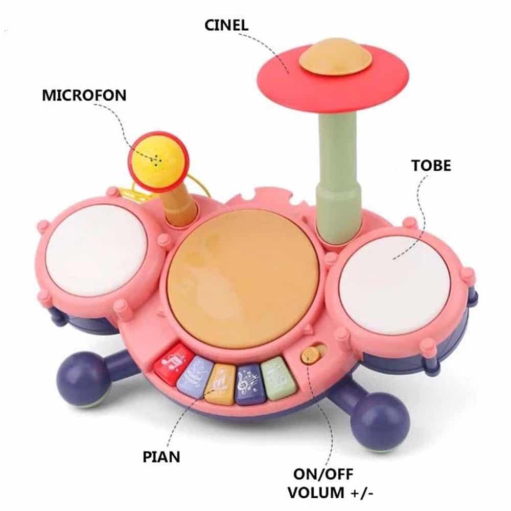 Set Tobe Interactive Bebelusi, Microfon Incorporat, Volum Ajustabil, Functie Pian, Roz, 32x28x20 Cm, +18 Luni - LUDIRO