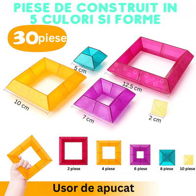Set 30 Piese Colorate de Stivuit pentru Copii, Jucarie Educationala STEM, Usor de Apucat - LUDIRO
