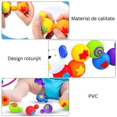 Omida Modulara Montessori Ludiro, 13 Piese, Elemente Snap Mari, Culori si Forme, Margini Rotunjite, +6 Luni - LUDIRO