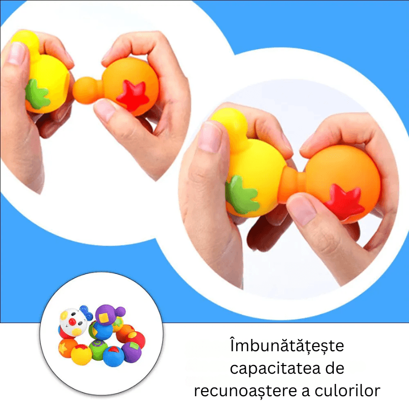 Omida Modulara Montessori Ludiro, 13 Piese, Elemente Snap Mari, Culori si Forme, Margini Rotunjite, +6 Luni - LUDIRO
