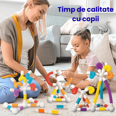 Set Construcție 3D Magnetic și Flexibil Ludiro, 86 Piese Telescopice, Jucărie STEM Educativă 3+ Ani - LUDIRO