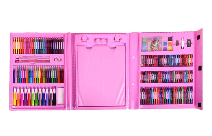 Pachet Educativ Complet pentru Copii – Set 96 Cuburi Magnetice 3D STEM + Set 80 Markere Profesionale + Set 208 Piese Pictură & Desen + Tabletă LCD 10 Inch | 5–6 ANI - LUDIRO