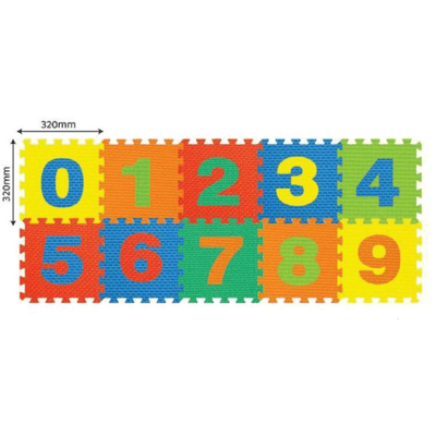 Covor Puzzle copii LUDIRO cu Cifre 0-9 Detasabile, Spuma EVA Sigura, 10 Piese 32x32 cm - LUDIRO