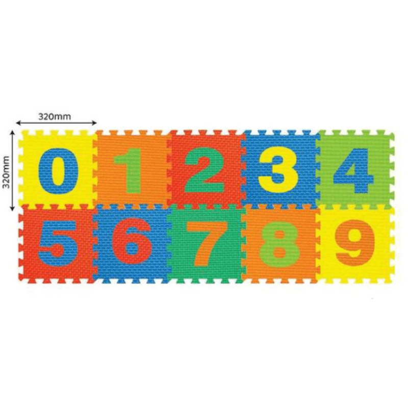 Covor Puzzle copii LUDIRO cu Cifre 0-9 Detasabile, Spuma EVA Sigura, 10 Piese 32x32 cm - LUDIRO