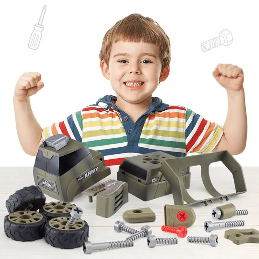 Set de Construcție Vehicul Militar 5 în 1, 62 piese cu Șurubelniță Inclusă - LUDIRO