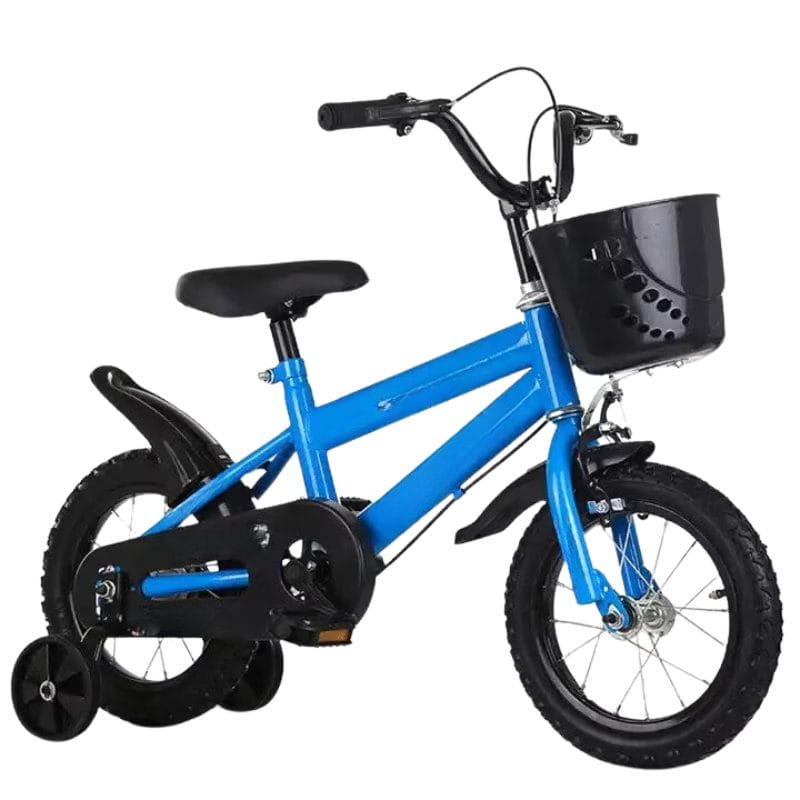 Bicicleta pentru Copii Utility One, 16 Inch, 4-9 Ani, Roti de Cauciuc, Roti Ajutatoare, Sonerie, Cadru Otel, Cos pentru Jucarii, Albastru - LUDIRO