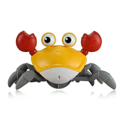 Jucarie Interactiva Bebelusi, Crab Care se Taraste, Muzica, Senzor de Obstacole, Stimuleaza Miscarea, Acumulator cu Incarcare USB, Portocaliu, 23x14x11 Cm, + 9 Luni - LUDIRO