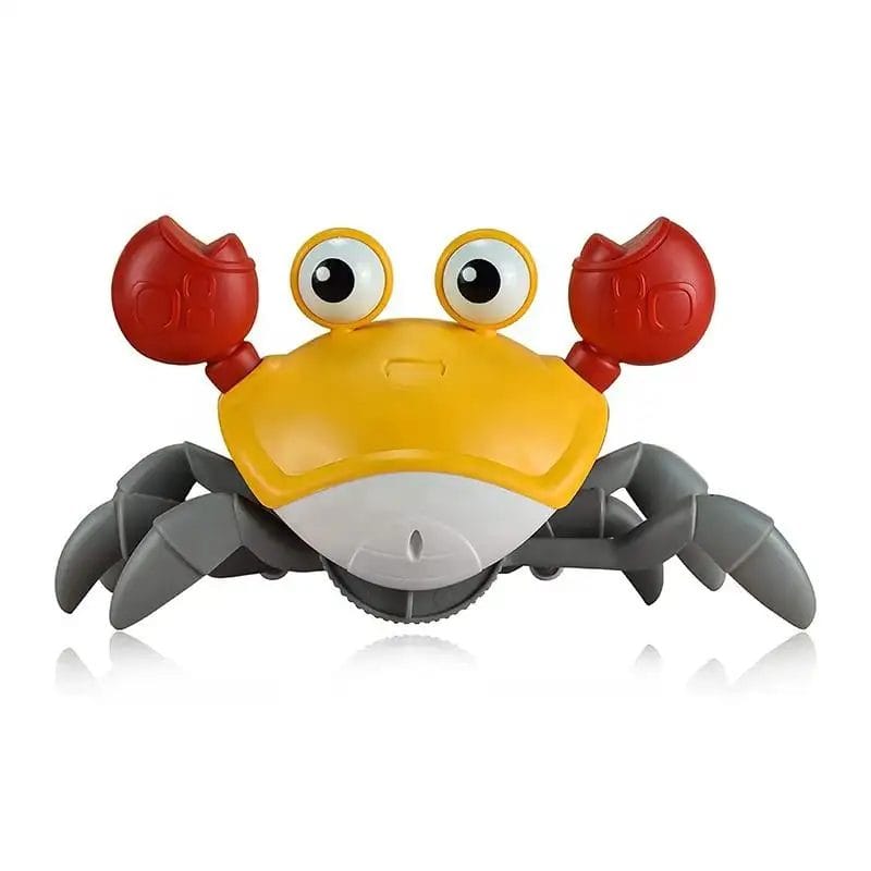 Jucarie Interactiva Bebelusi, Crab Care se Taraste, Muzica, Senzor de Obstacole, Stimuleaza Miscarea, Acumulator cu Incarcare USB, Portocaliu, 23x14x11 Cm, + 9 Luni - LUDIRO