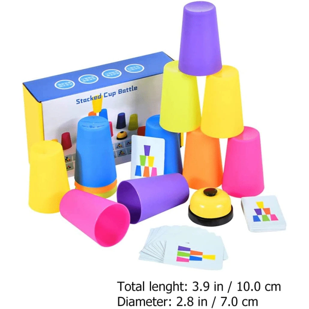 Joc de Societate Speed Cups, Interactiv Educativ Montessori, 12 Cupe, Clopotel, Carti de Joc, + 3 Ani - LUDIRO