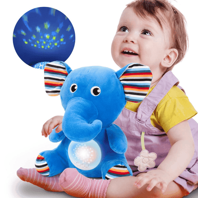 Jucarie de Plus, Elefant, Efecte de Proiectie, Lumini si Sunete pentru Bebelusi, Diferite Functii, 29 Cm, + 0 Luni - LUDIRO
