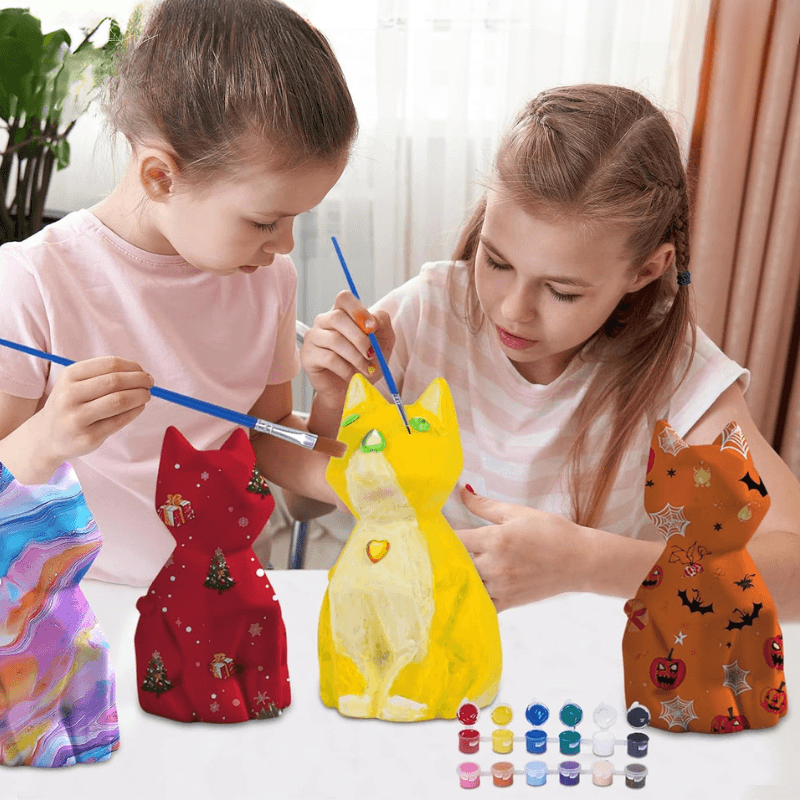 Lampa de Pictat in Forma de Pisica, Kit Creativ Complet pentru Copii, Activitate Educativa - LUDIRO