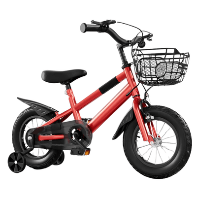 Bicicleta pentru Copii Ludiro 16 Inch, Diametru Roti 40 Cm, cu Frane Fata-Spate, Roti Ajutatoare, Cauciucuri Anti-Alunecare si Cadru din Otel, Cos Metalic, Ideala pentru Copii de 4-7 Ani, Rosu - LUDIRO