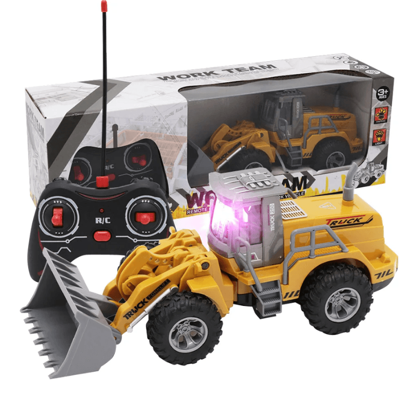 Buldoexcavator cu Telecomanda cu Incarcare Frontala RC, Lumini, Sunete si Cupa Mobila - LUDIRO