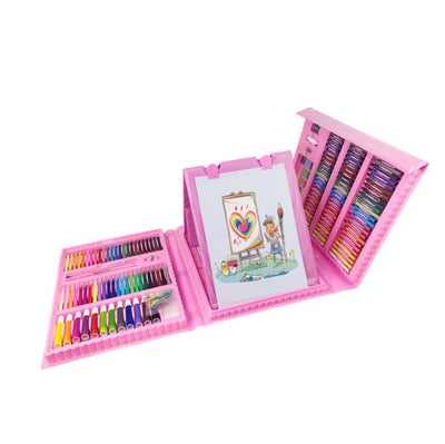 Set Pictura si Desen pentru Copii, 208 Piese, Suport Foaie Desen, Stimuleaza Creativitatea si Invatarea prin Joaca, Culori Vii, Roz, + 3 Ani - LUDIRO