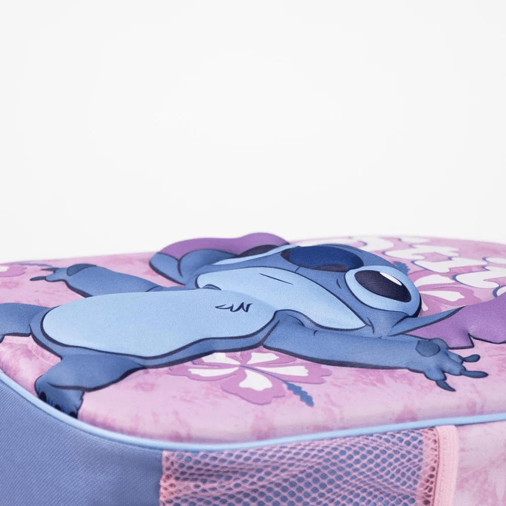 Rucsac de Gradinita cu efect 3D Lilo & Stitch „Hibiscus”, Disney, Roz, 29 cm - Disney