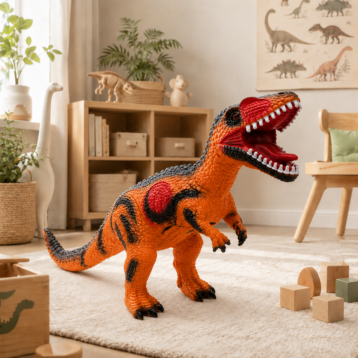 Dinozaur Giganotosaurus XXL LUDIRO din Cauciuc Moale, cu Sunete, Aspect Realist, 73 cm - LUDIRO