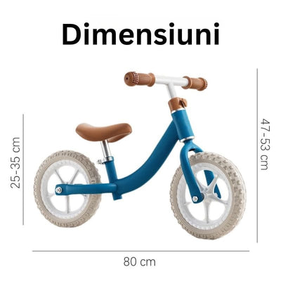 Bicicleta de Echilibru fara Pedale LUDIRO pentru Copii intre 2-5 Ani, Cu Sa si Ghidon Reglabile pe Inaltime, Roti din Polimer EVA Antisoc, Cadru Metalic, Albastru - LUDIRO