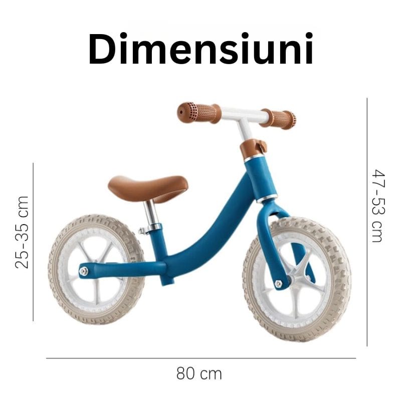 Bicicleta de Echilibru fara Pedale LUDIRO pentru Copii intre 2-5 Ani, Cu Sa si Ghidon Reglabile pe Inaltime, Roti din Polimer EVA Antisoc, Cadru Metalic, Albastru - LUDIRO