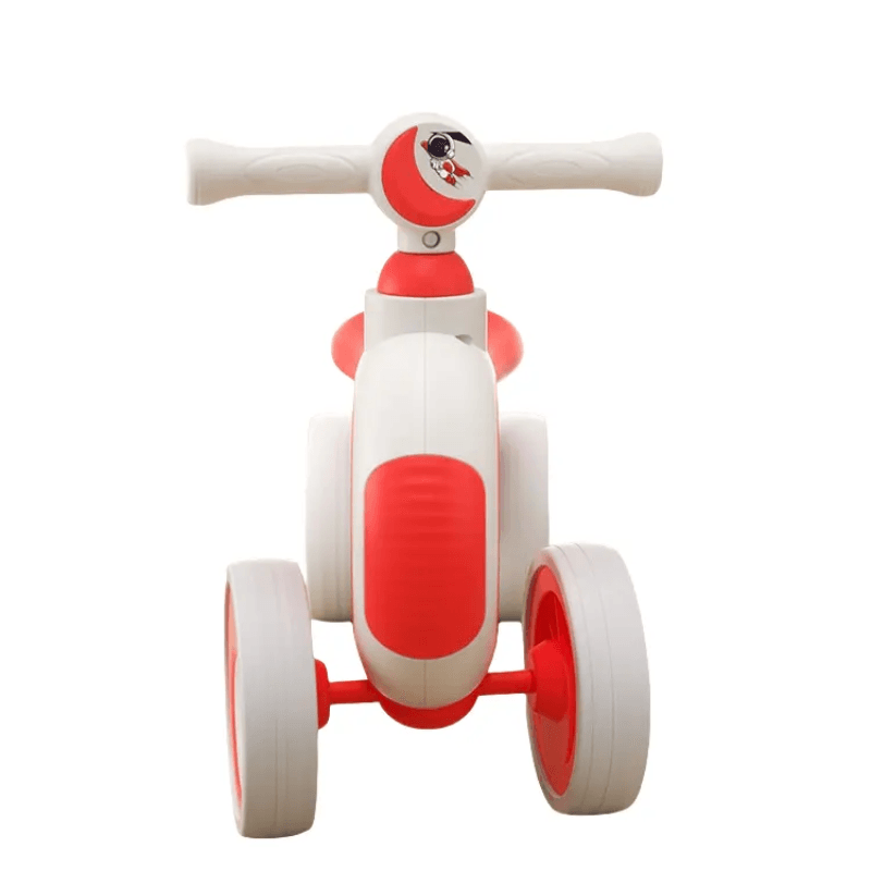 Resigilat - Bicicleta de Echilibru fara Pedale LUDIRO 2 in 1, 4 Roti Antialunecare, Structura Stabila, Margini Rotunjite, Lumini Colorate si Sunete Interactive, Sustine Dezvoltarea Timpurie, Alb Rosu, + 2 Ani - LUDIRO