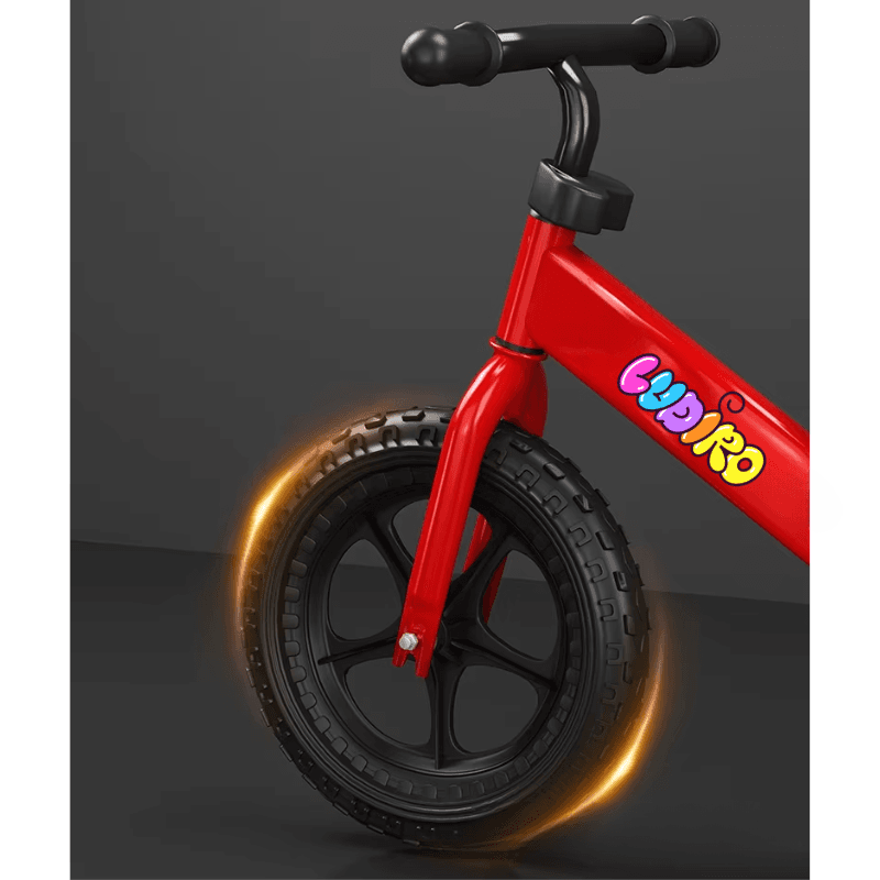 Resigilat - Bicicleta de Echilibru fara Pedale LUDIRO pentru Copii intre 2-5 Ani, Reglabila pe Inaltime, Rotire Ghidon 360 Grade, Roti din Polimer Antisoc Diametru 30 Cm, Cadru Metalic, Rosu - LUDIRO