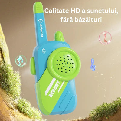 Walkie-Talkie pentru copii, Jucarie Interactiva cu Sunet Clar, Distanta Lunga de Comunicare, Buton de Apel Usor de Utilizat, Semnal Stabil si Design Ergonomic, + 3 Ani, Albastru Verde - LUDIRO