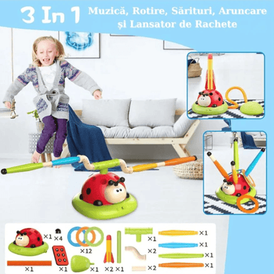 Resigilat - Buburuza Interactiva 3 in 1, Coarda de Sarit, Aruncare Inele si Lansator Rachete, Cu Telecomanda - LUDIRO