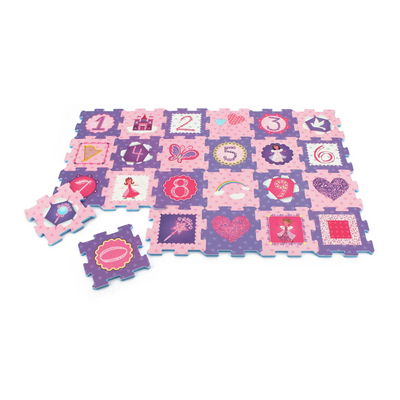 Resigilat - Covor Puzzle LUDIRO, 24 Piese, Spuma EVA, Protectie, Versatilitate si Siguranta pentru Orice Spatiu, Design Poveste cu Zane