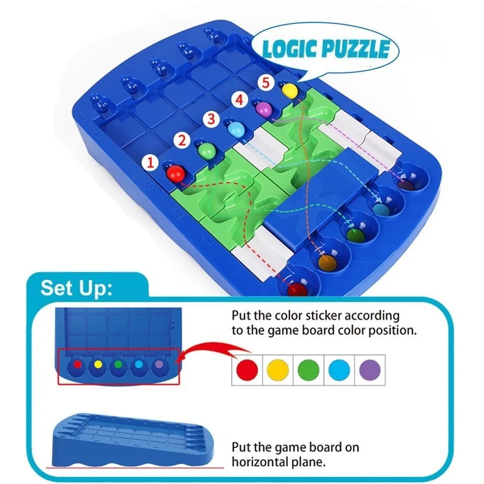 Joc Puzzle Labirint Inteligent cu Bile, 60 de Moduri de Joc Posibile, 43 Piese, 30.8x21x19.5x6 Cm, + 3 Ani - LUDIRO