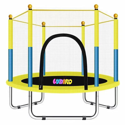 Trambulina pentru Copii 3-7 Ani LUDIRO, Plasa de Siguranta, Diametru 140 Cm, Inaltime 125 Cm, Joaca Distractiva pentru Interior si Exterior, Galben - LUDIRO