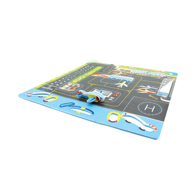 Covor Puzzle din Spuma EVA pentru Copii Ludiro, Set 9 Piese Educationale cu Aeroport, Avion 3D de Asamblat - LUDIRO