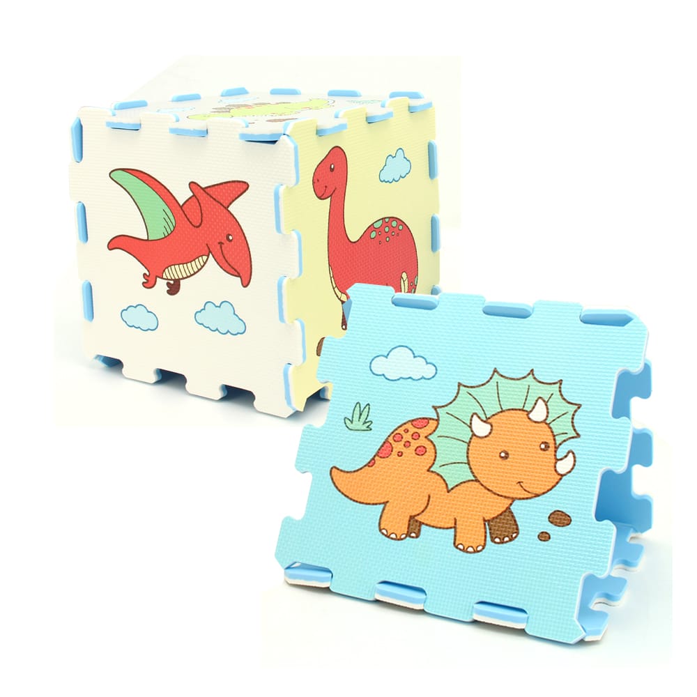 Covor Puzzle copii LUDIRO, 8 Piese cu Dinozauri 30x30 Cm, Saltea Joaca din Spuma EVA Antiderapanta - LUDIRO