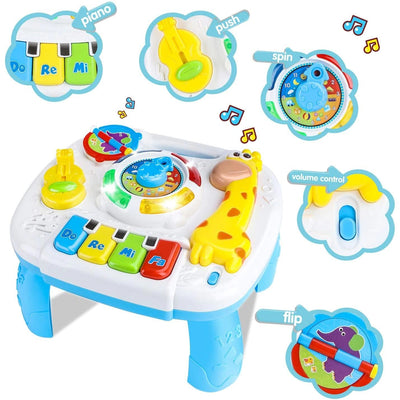 Masuta de Activitati pentru Bebelusi, Centru Multifunctional cu Pian, Lumini si Sunete, Girafa, Cadoul Ideal pentru Baieti si Fete, +1 An, Multicolor - LUDIRO