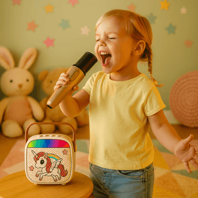 Set Karaoke Copii Unicorn Ludiro cu Microfon Wireless, Bluetooth si Schimbare Voce, + 3 Ani - LUDIRO