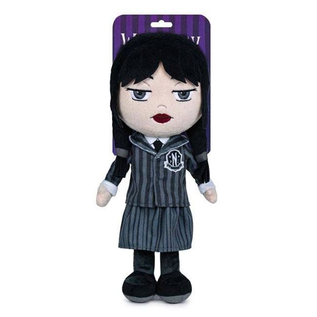 Păpușă de Plus Wednesday Addams 25 cm – Jucărie Moale, Originală Giochi Preziosi, Cadoul Perfect pentru Copii - LUDIRO
