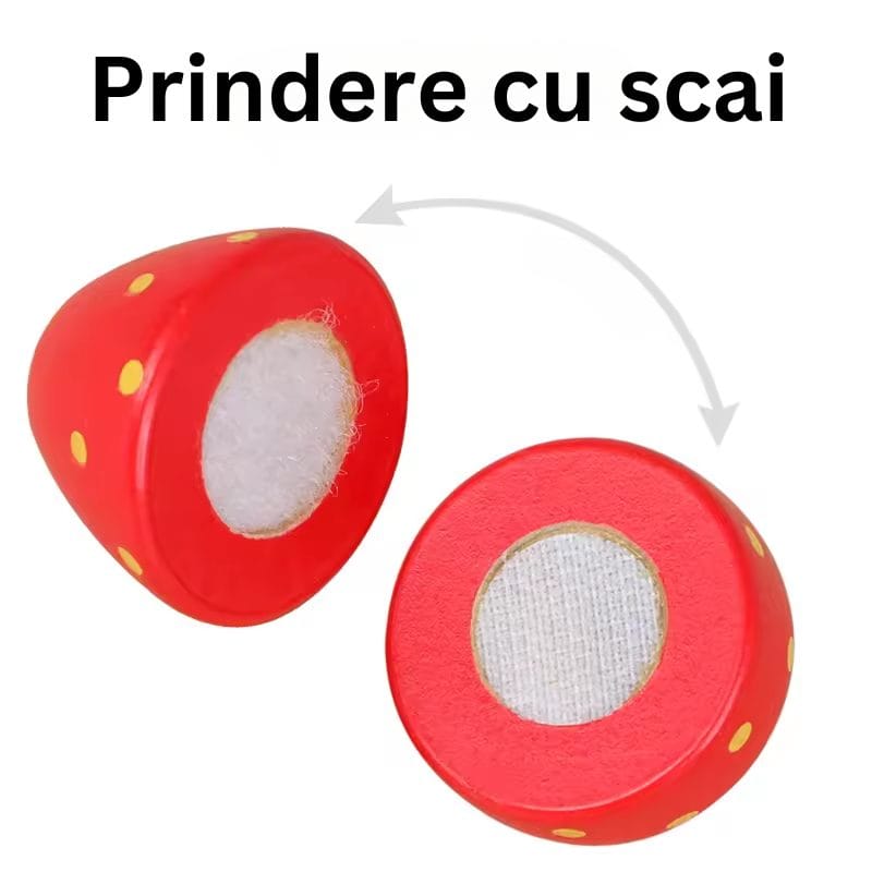 Set de Joaca Educational din Lemn cu Alimente si Tavita, Ideal pentru Dezvoltarea Abilitatilor Motorii Fine si Creativitatii Copiilor, 15x12.3x5 Cm, + 3 Ani - LUDIRO