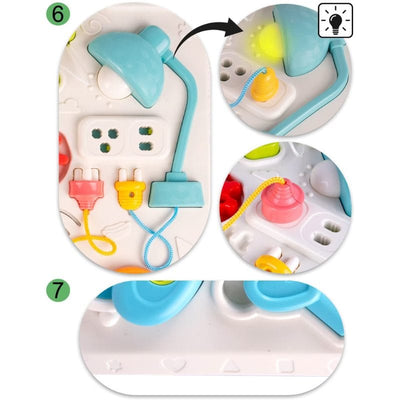 Masuta Educativa cu Activitati Montessori 2 in 1, Jucarie Muzicala, Lampa LED, Prajitor de Paine, Pian, Numere, Culori si Forme, Elemente Mobile, Volum Reglabil, + 1 An - LUDIRO