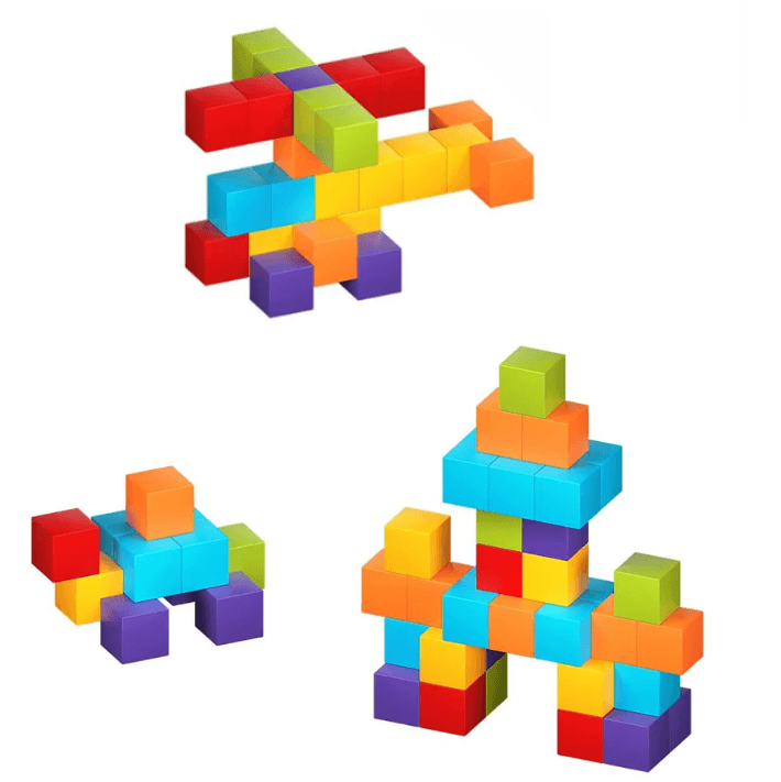 Set Cuburi Magnetice Educative 3D Ludiro, 48 Piese pentru Creativitate, Logica si Dezvoltare STEM - LUDIRO