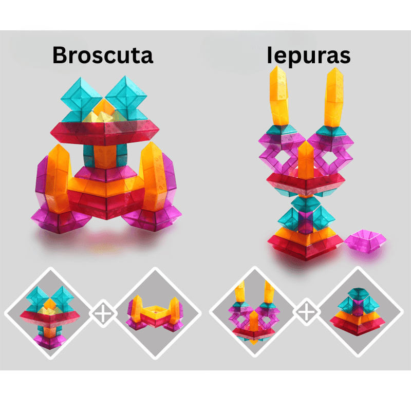 Set 30 Piese Colorate de Stivuit pentru Copii, Jucarie Educationala STEM, Usor de Apucat - LUDIRO