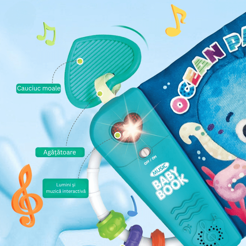 Carte Muzicala Interactiva LUDIRO, Prietenii din Ocean cu Cozi 3D, Lumini Interactive, Pentru Bebelusi +6 Luni - LUDIRO